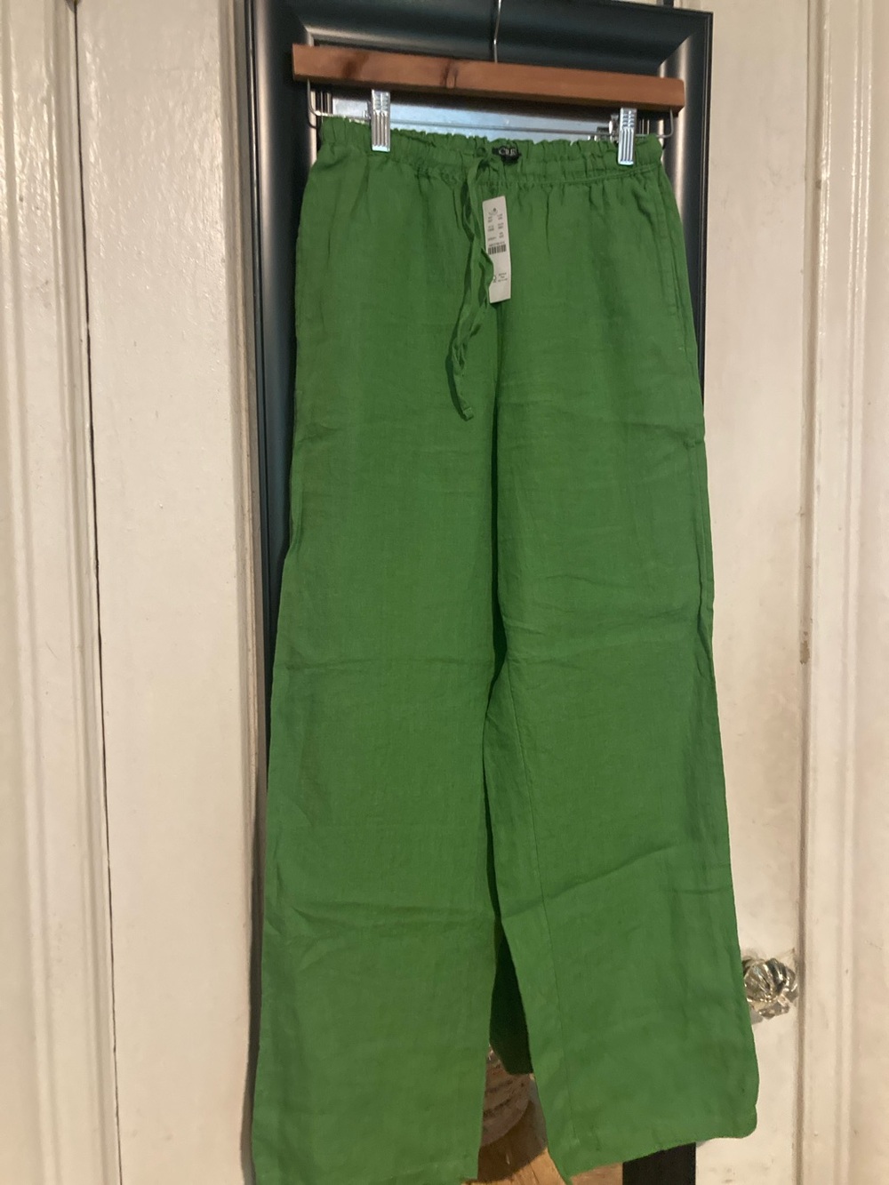 NWT J. Crew Bright Green Linen Pants - XXS
